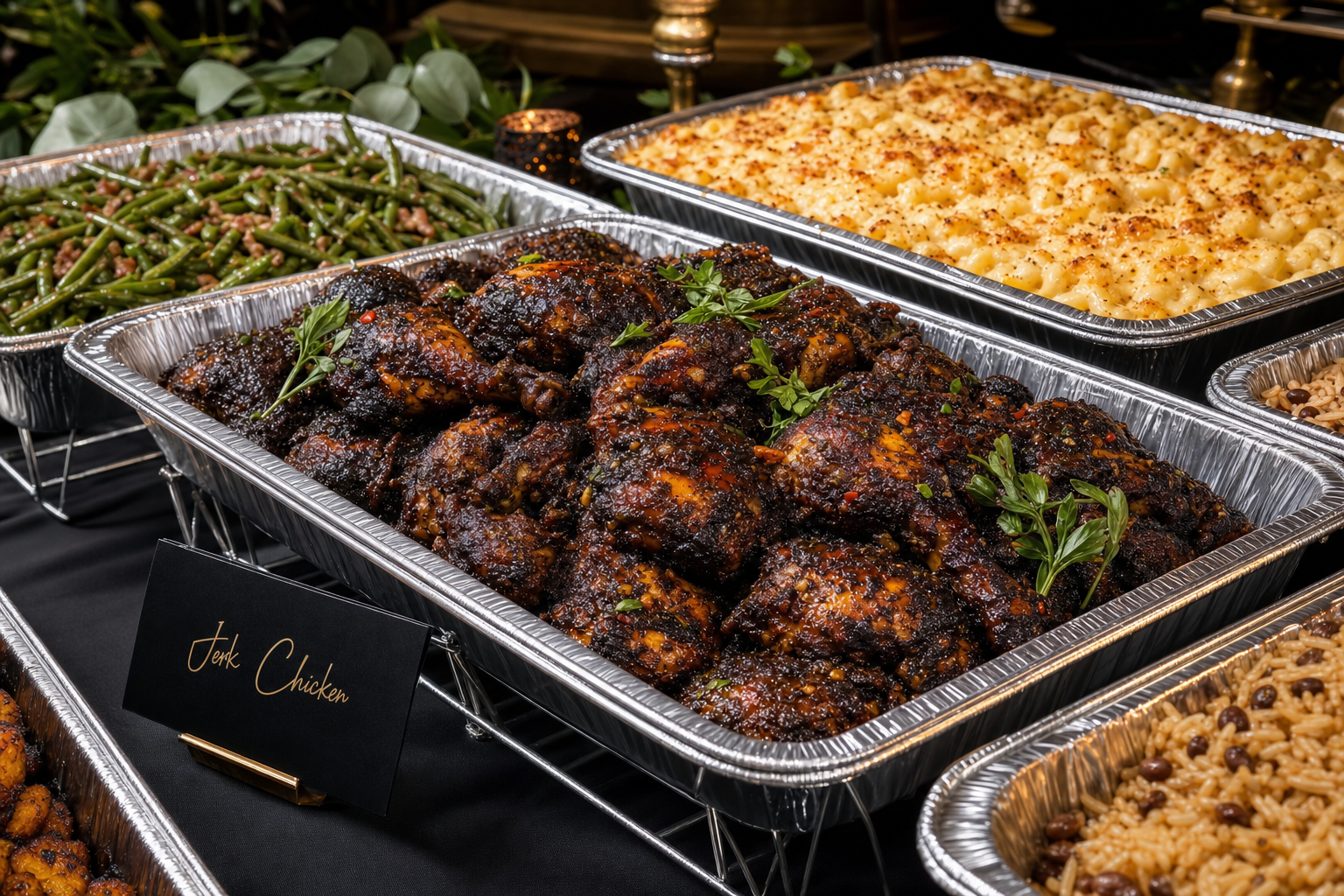 Jerk Chicken Catering Spread